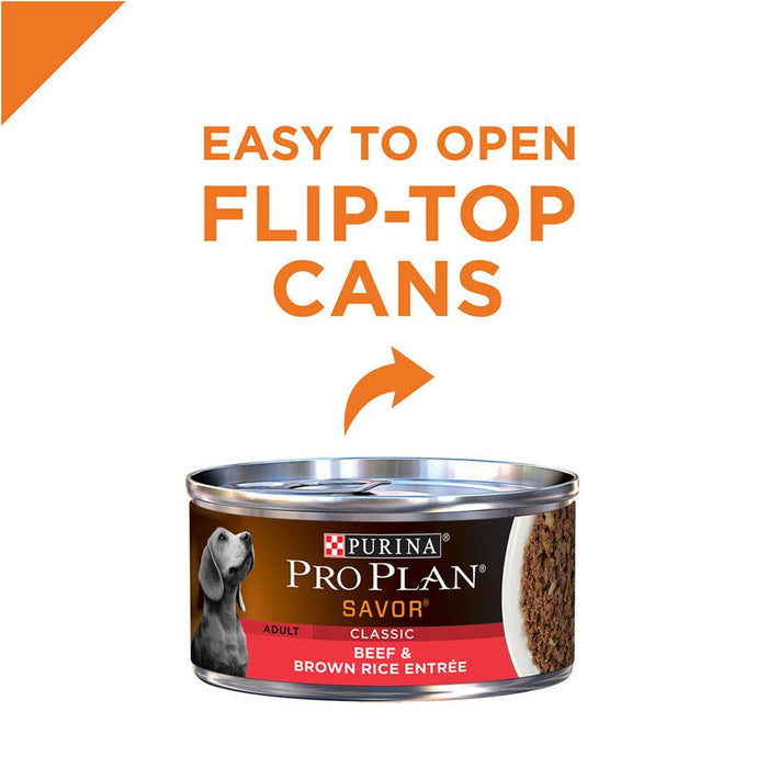 Purina Pro Plan Savor Adult Beef & Brown Rice Canned Dog Food - 00038100139405
