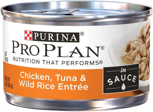 Purina Pro Plan Savor Adult Chicken, Tuna & Wild Rice in Sauce Entree Canned Cat Food - 00038100170248