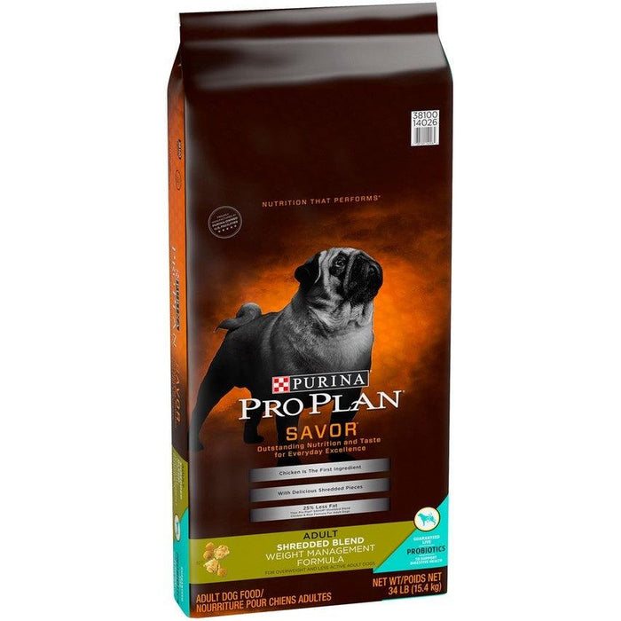 Purina Pro Plan Savor Adult Shredded Blend Weight Management Formula Dry Dog Food - 038100140265