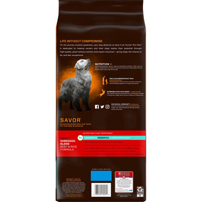 Purina Pro Plan Shredded Blend Beef & Rice Formula Adult Dry Dog Food - 038100130570