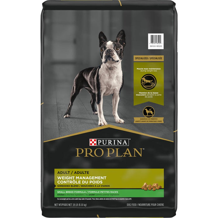 Purina Pro Plan Specialized Weight Management Shredded Blend With Probiotics Small Breed Dry Dog Food - 038100185181