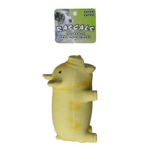 Rascals Latex Grunting Pig Dog Toy - Yellow - 076484830518