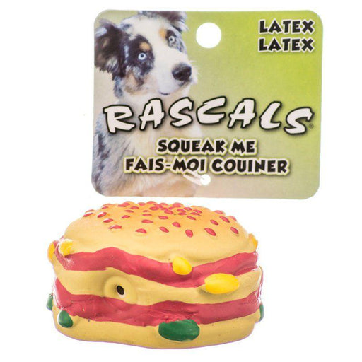 Rascals Latex Hamburger Dog Toy - 076484830228