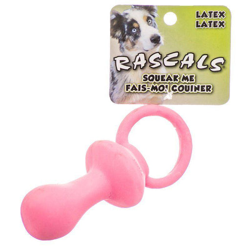 Rascals Latex Pacifier Dog Toy - Pink - 076484832116