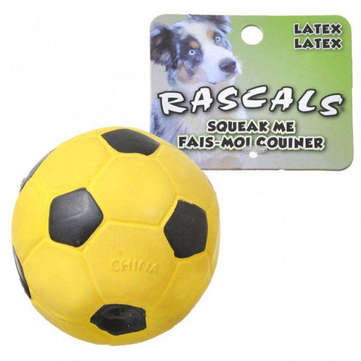 Rascals Latex Soccer Ball for Dogs - Yellow - 076484830679