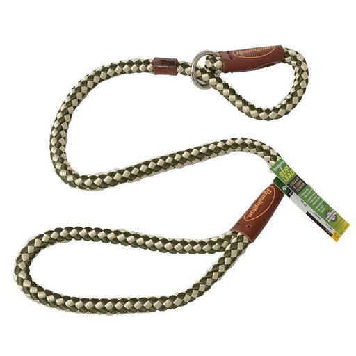 Remington Braided Rope Slip Lead Leash - Green & White - 076484702136