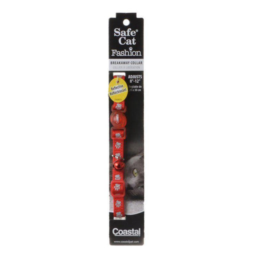 Safe Cat Reflective Adjustable Cat Collar - Paws Red - 076484481055