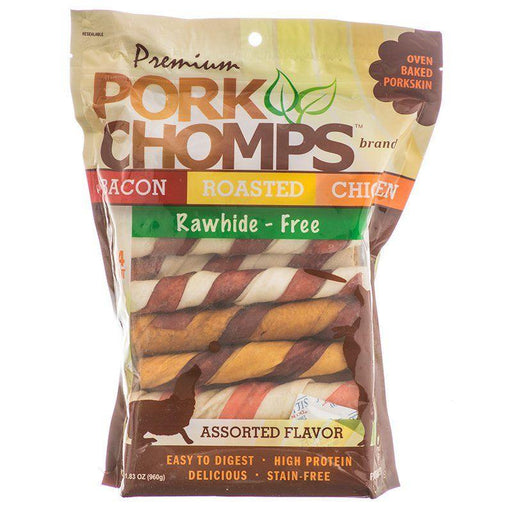 Scott Pet Pork Chomps Premium Assorted Pork Twistz - Bacon, Roasted & Chicken Flavors - 015958978813