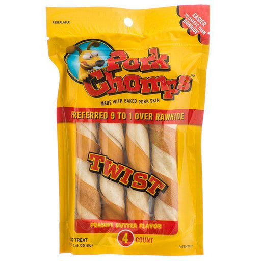 Scott Pet Pork Chomps Twistz Pork Chews - Peanut Butter Flavor - 015958973542