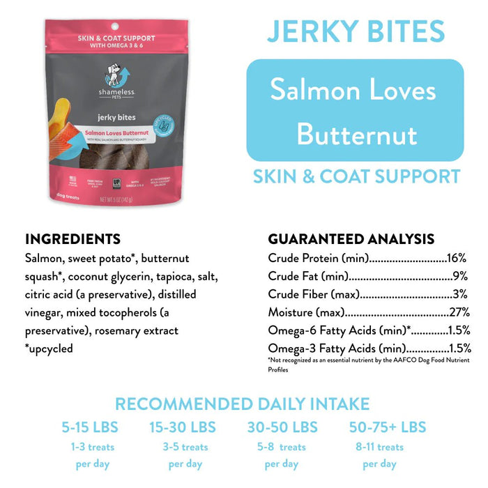 Shameless Pets Salmon Loves Butternut Jerky Bites, 5 oz - 850010897219