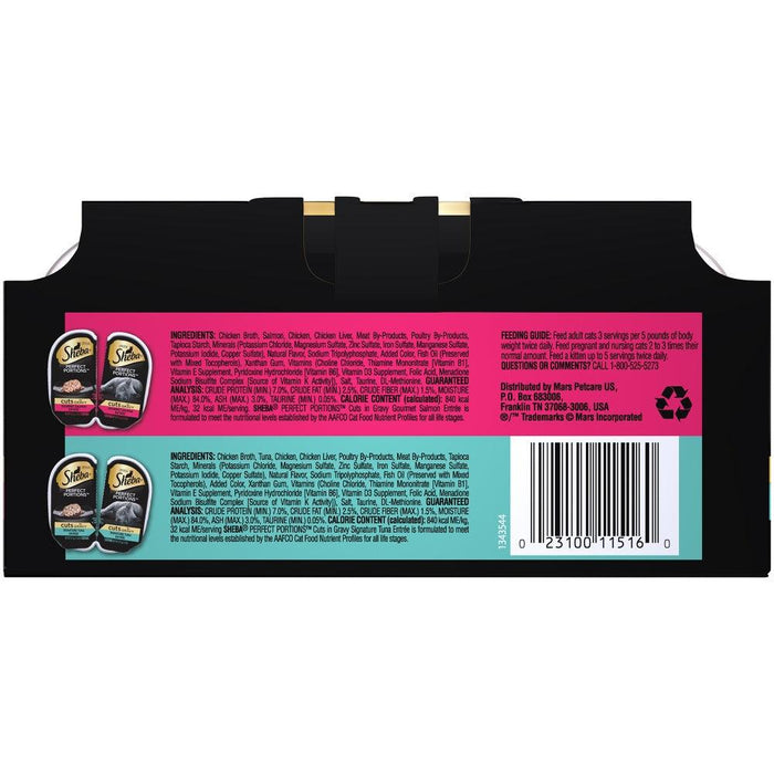 Sheba Perfect Portions Cuts in Gravy Multipack with Salmon and Tuna Wet Cat Food - 023100115160