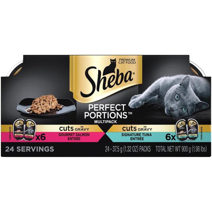 Sheba Perfect Portions Cuts in Gravy Multipack with Salmon and Tuna Wet Cat Food - 023100115160