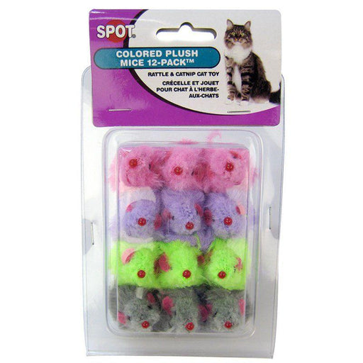 Spot Colored Fur Mice Cat Toys - 077234020487