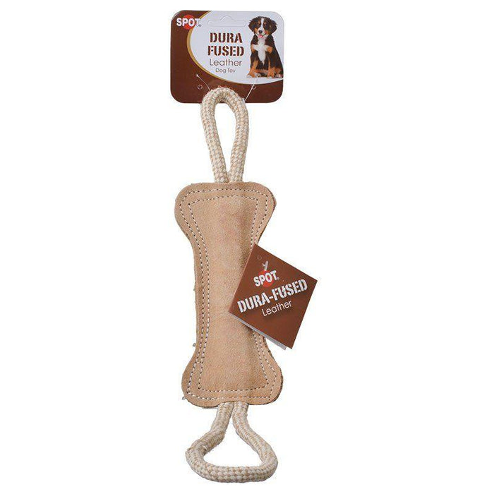 Spot Dura-Fused Leather Bone Tug Dog Toy - 077234044384
