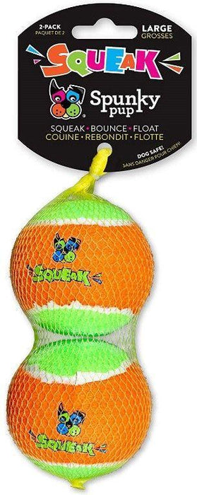Spunky Pup Squeak Tennis Balls Dog Toy - 857874006634
