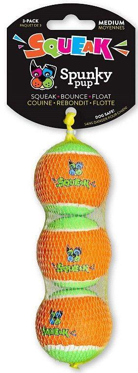 Spunky Pup Squeak Tennis Balls Dog Toy - 857874006627