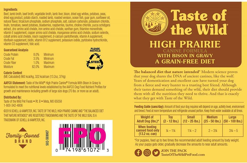 Taste Of The Wild High Prairie Canned Dog Food - 074198610761