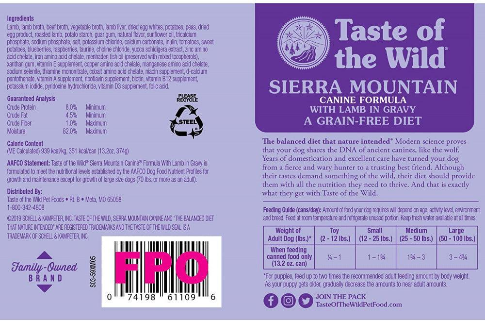 Taste Of The Wild Sierra Mountain Canine Canned Dog Food - 074198611188