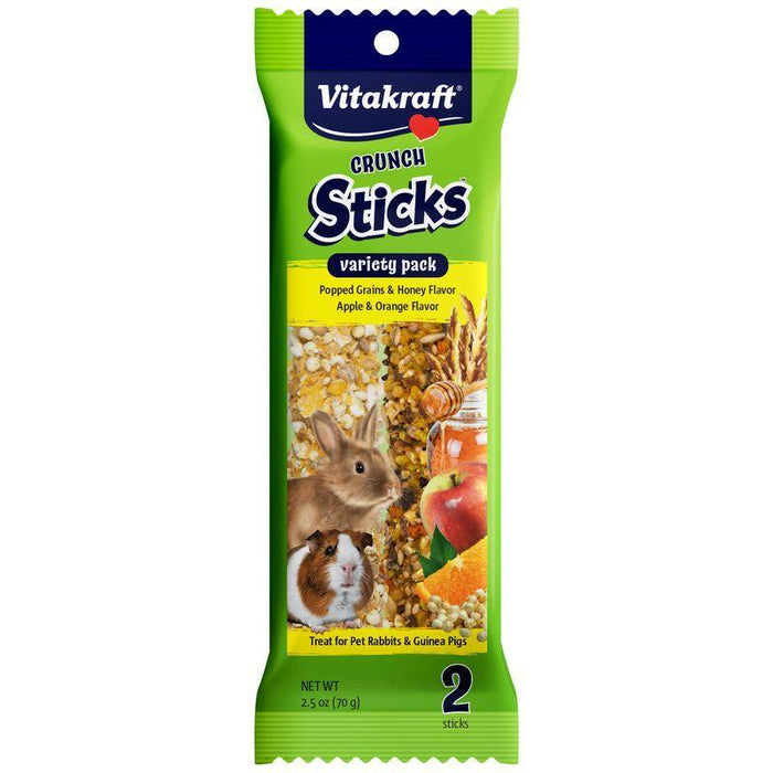 Vitakraft Crunch Sticks Rabbit & Guinea Pig Treats Variety Pack - Popped Grains & Apple - 051233317106