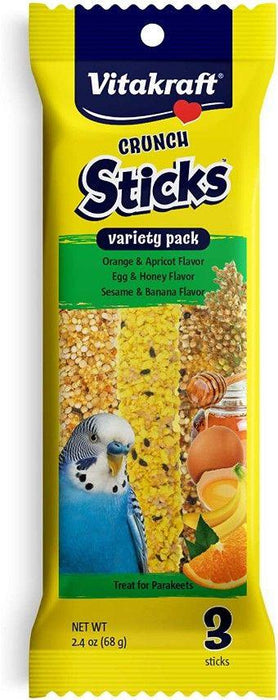 Vitakraft Crunch Sticks Variety Pack Orange & Apricot, Egg & Honey, Sesame & Banana Flavor Parakeet Treats - 051233594323