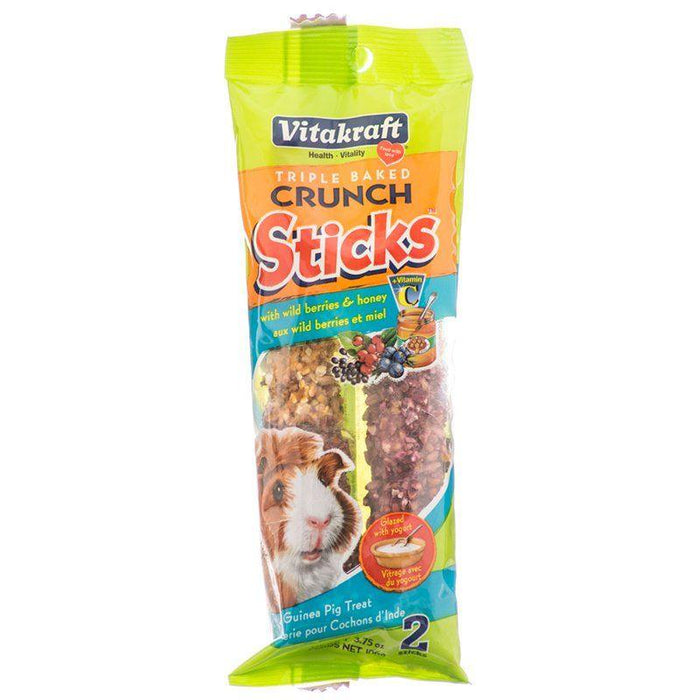 Vitakraft Triple Baked Crunch Sticks Treat for Guinea Pigs - Berry & Yogurt Flavor - 051233263786