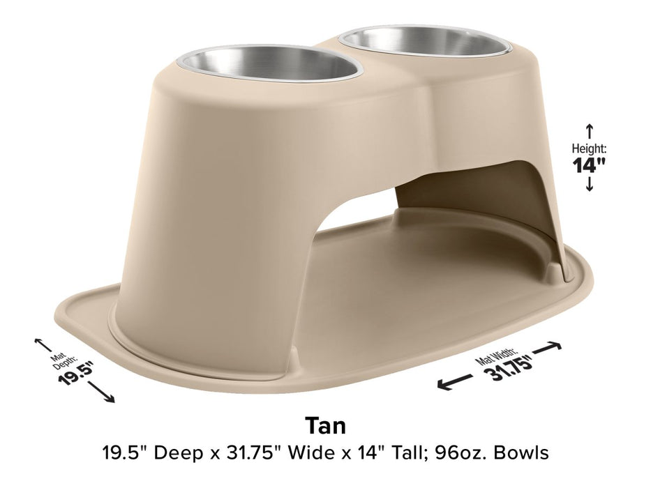 WeatherTech Double High Pet Feeding System - 14" with 96 oz Stainless Steel Bowls - 787765471442