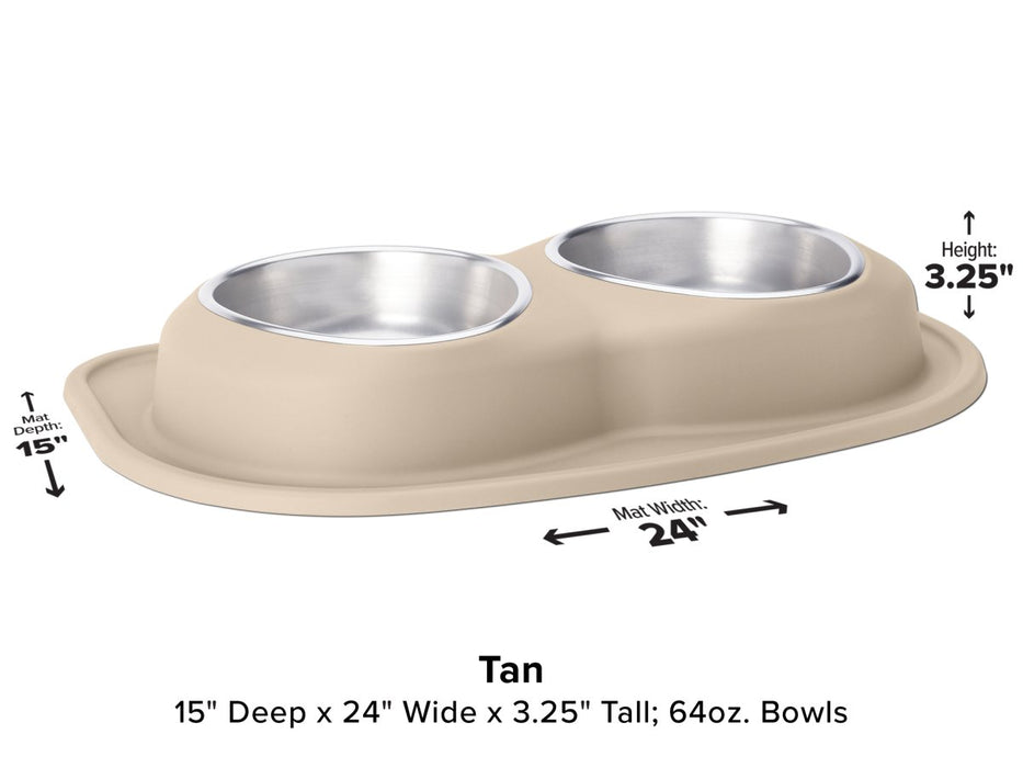 WeatherTech Double Low Pet Feeding System - 64 oz Stainless Steel Bowls - 787765495424