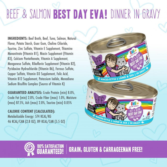 Weruva BFF Oh My Gravy Best Day Eva Grain Free Beef & Salmon in Gravy Canned Cat Food - 813778014076