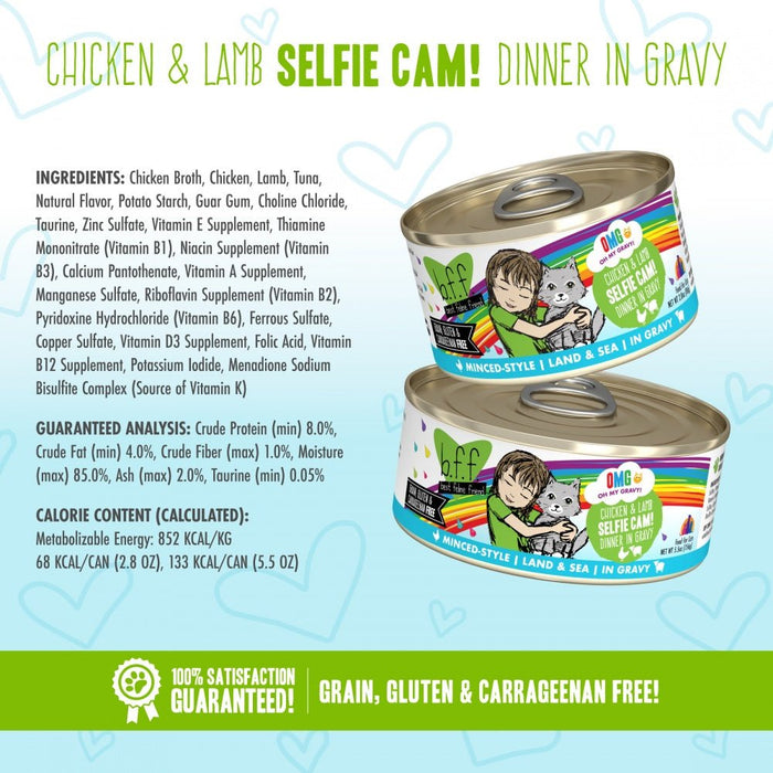 Weruva BFF Oh My Gravy Selfie Cam Grain Free Chicken & Lamb in Gravy Canned Cat Food - 813778014090