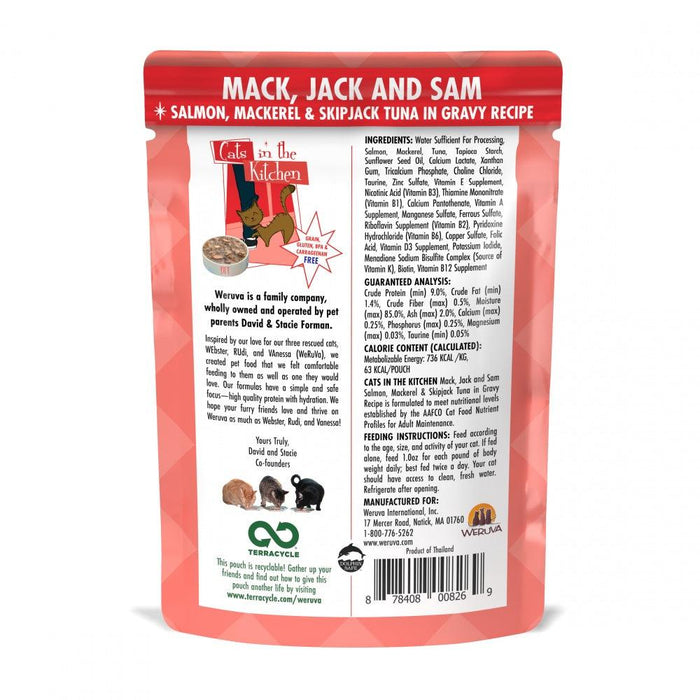 Weruva Cats In the Kitchen Mack Jack and Sam Cat Pouches Wet Cat Food - 878408001765