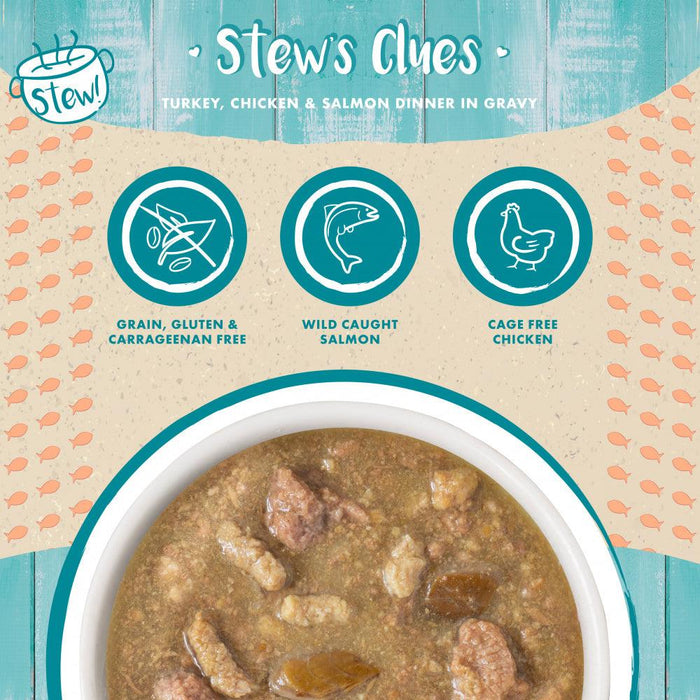 Weruva Classic Cat Stews! Stew's Clues with Turkey Chicken & Salmon in Gravy Canned Cat Food - 813778018159