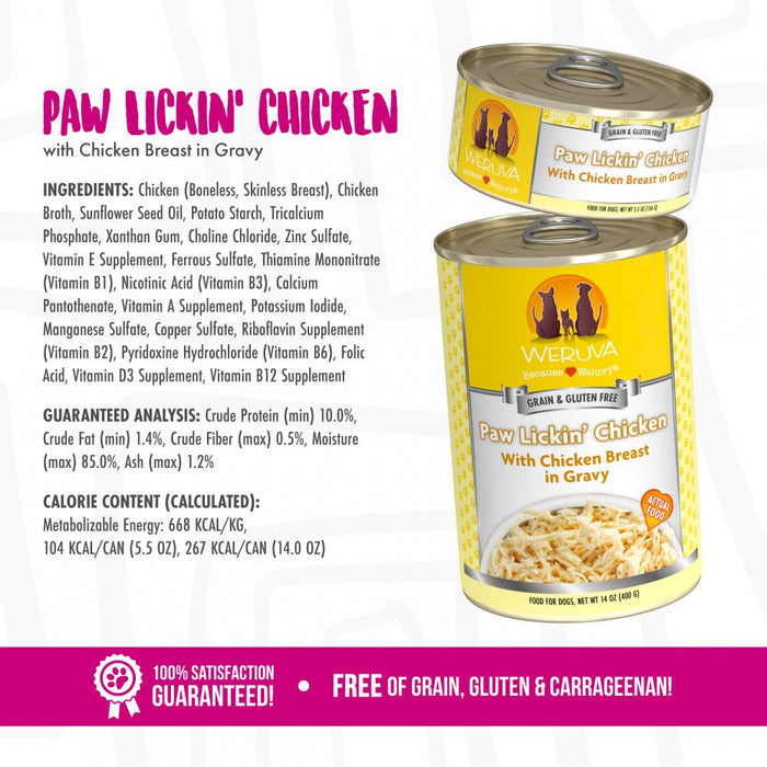 Weruva Paw Lickin Chicken with Chicken Breast in Gravy Canned Dog Food - 878408004117