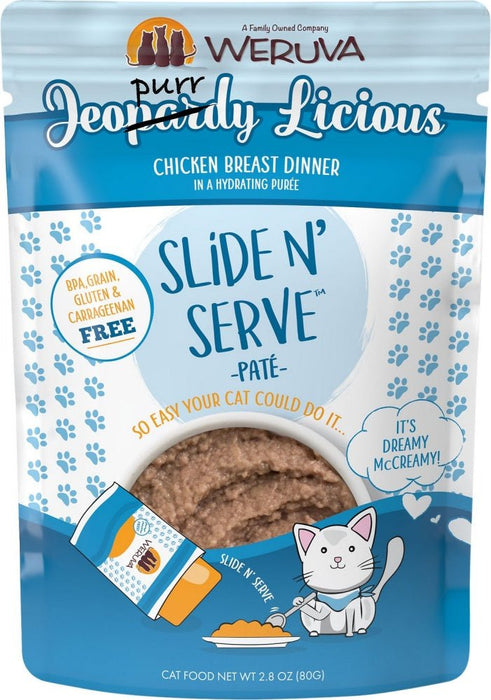 Weruva Slide N' Serve Grain Free Jeopurrdy Licious Chicken Dinner Wet Cat Food Pouch - 813778018913
