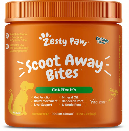 Zesty Paws Anal Gland Health Scoot Away Bites for Digestive & Immune Support Chicken Soft Chews for Dogs - 810030591375