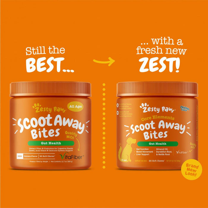 Zesty Paws Anal Gland Health Scoot Away Bites for Digestive & Immune Support Chicken Soft Chews for Dogs - 810030591375