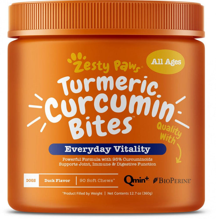 Zesty Paws Turmeric Curcumin Bites Joint & Immune Health Duck Soft Chews for Dogs - 856521007109