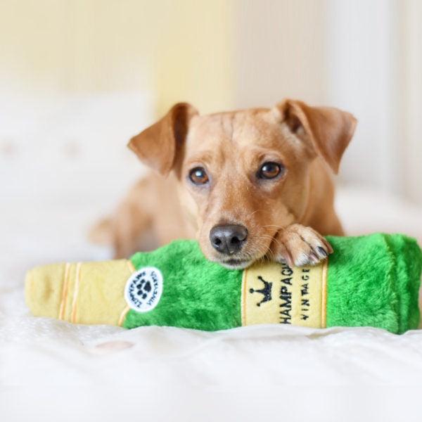 ZippyPaws Happy Hour Crusherz Champagne Plush Dog Toy - 818786019242