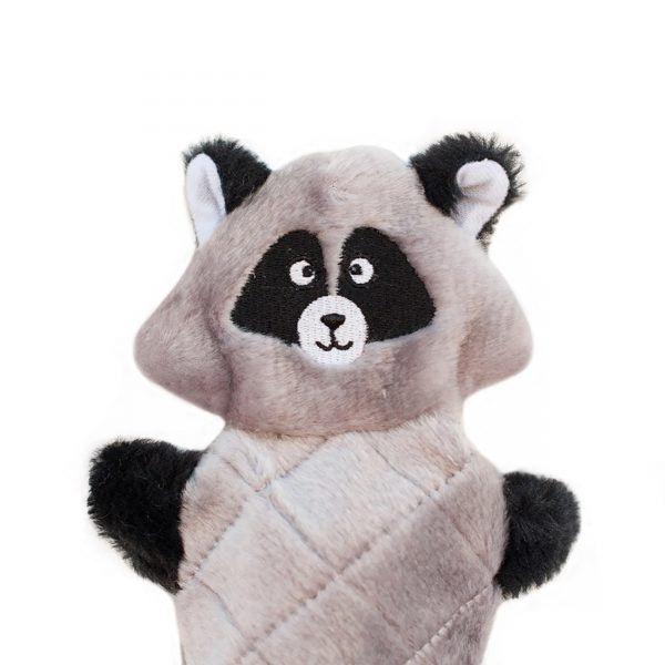 ZippyPaws Jigglerz No Stuffing Raccoon Plush Dog Toy - 818786012359
