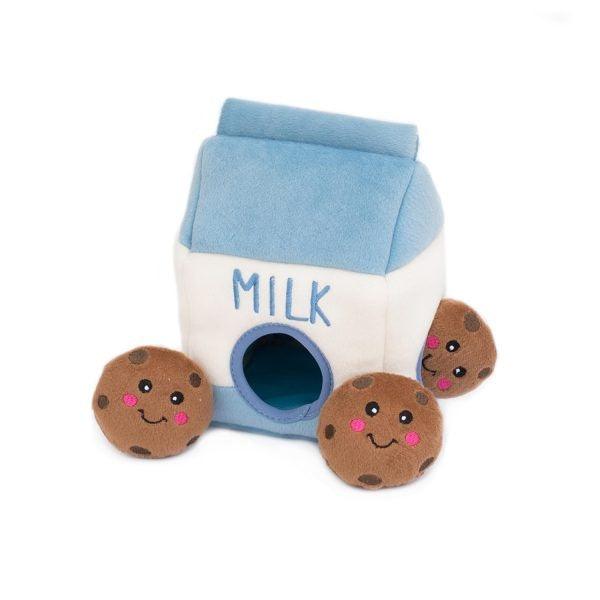 ZippyPaws Zippy Burrow Milk & Cookies Hide & Seek Puzzle Dog Toy - 818786018597