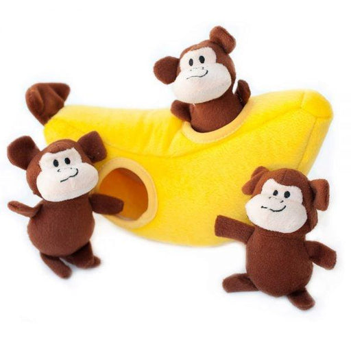 ZippyPaws Zippy Burrow Monkey 'n Banana Hide and Seek Puzzle Dog Toy - 818786012298