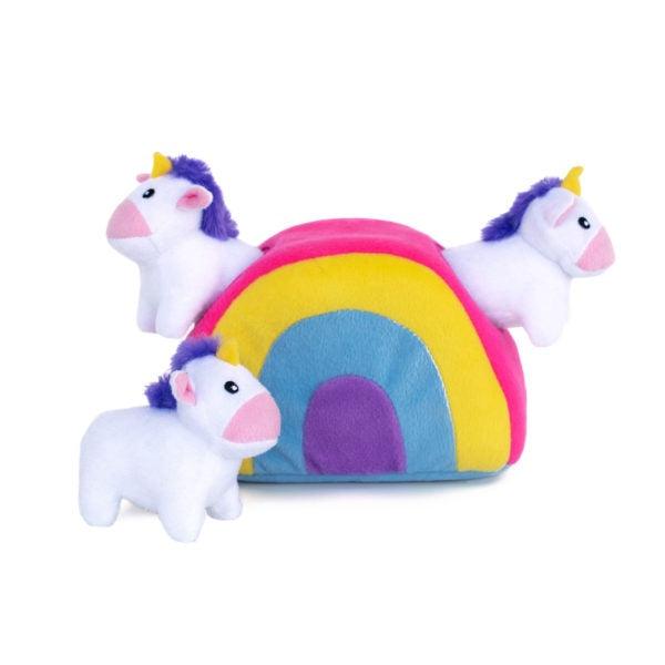 ZippyPaws Zippy Burrow Unicorns Rainbow Puzzle Dog Toy - 818786019082