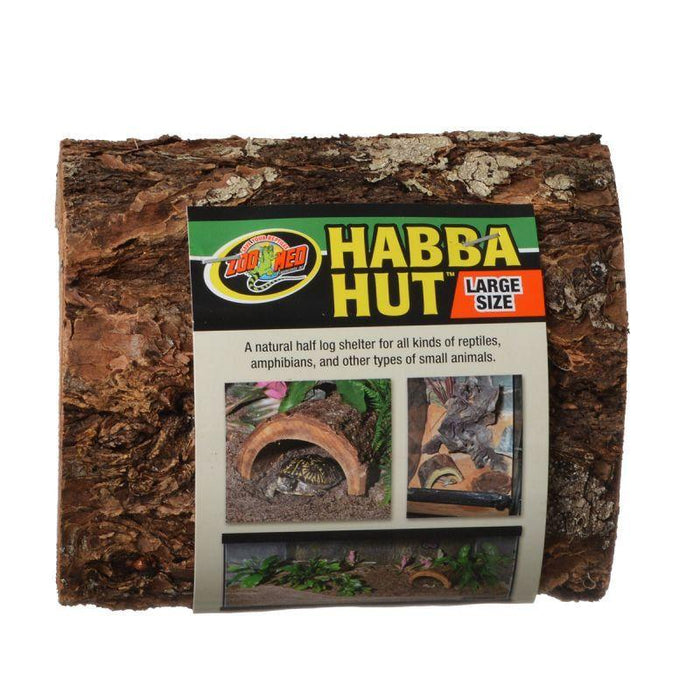 Zoo Med Habba Hut Natural Half Log with Bark Shelter - 097612200836