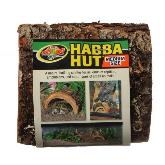 Zoo Med Habba Hut Natural Half Log with Bark Shelter - 097612200829