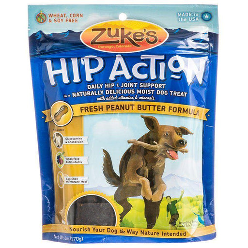 Zukes Hip Action Dog Treats - Peanut Butter & Oats Recipe - 013423210529