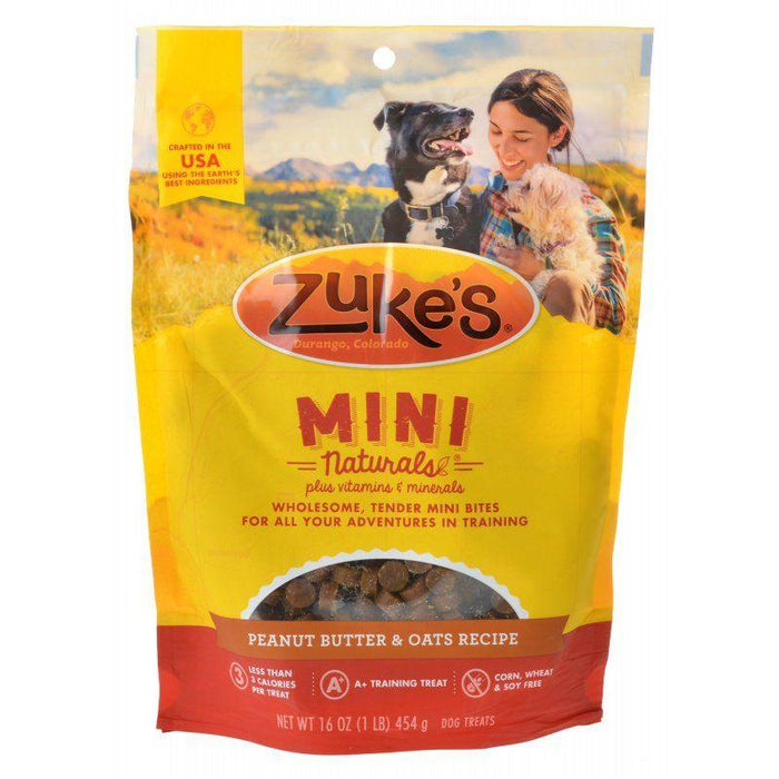 Zukes Mini Naturals Dog Treats - Peanut Butter & Oats Recipe - 013423330227
