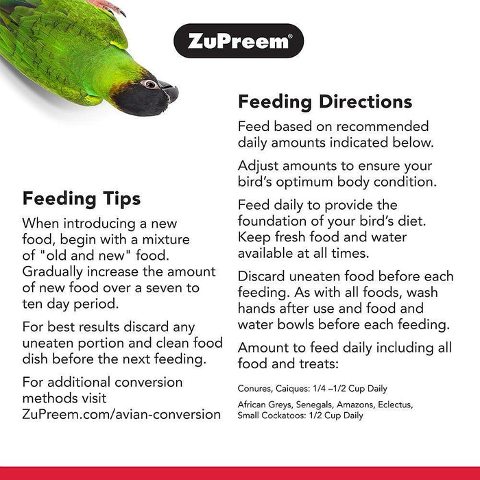 Zupreem FruitBlend Flavor Food with Natural Flavors for Parrots and Conures - 762177830209